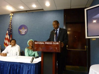 Rwandan Ambassador James Kimonyo arrived unnanounced and took the podium Tuesday to defend President Paul Kagame's controversial rule.
