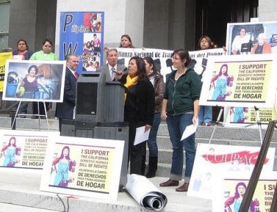 Domestic workers rally in Sacramento. Photo courtesy of Jobs with Justice