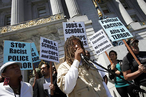 Mass cction against prisons displacing education in San Francisco, CA. Photo by Brant Ward, SF Chronicle.