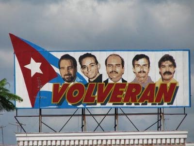 A billboard in Cuba proclaims the Cuban Five shall return home. Photo by Dave Smith/Flickr.