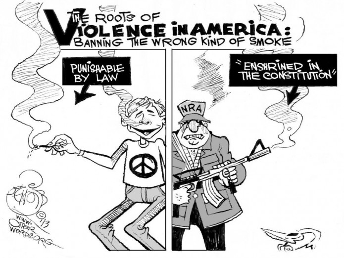 Holy Smokes, an OtherWords cartoon by Khalil Bendib