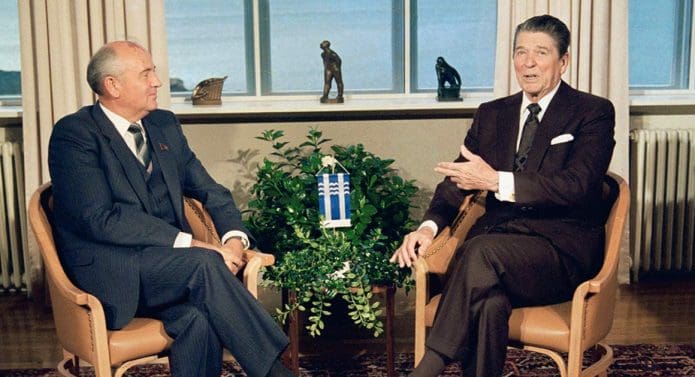 Mikhail Gorbachev and Ronald Reagan