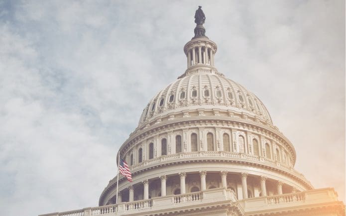 Capitol Hill Building in Washington DC with Vintage Filter