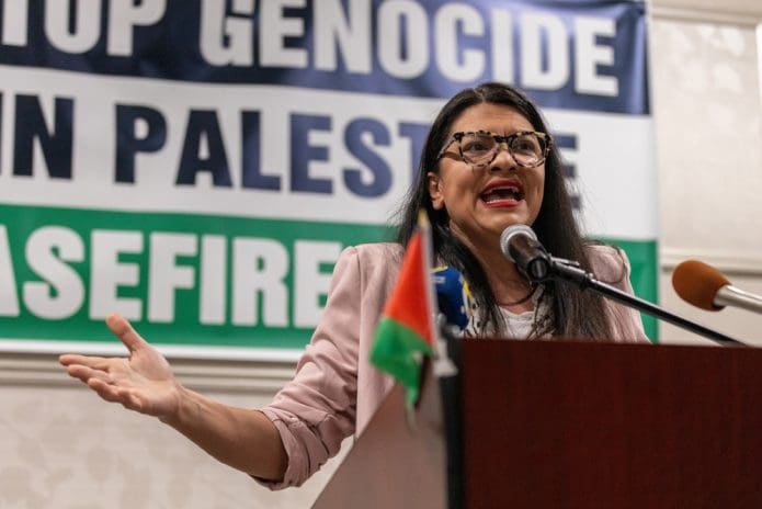 U.S. Rep. Rashia Tlaib (D-MI), the only Palestinian American in Congress, urges voters to support "Uncommitted" in the 2024 primary. (Shutterstock)
