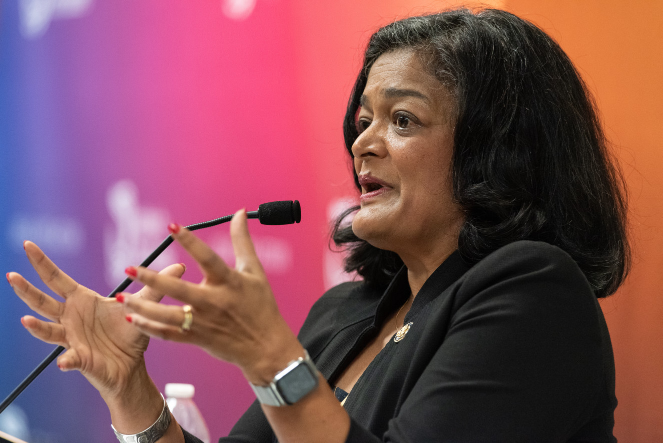 Rep. Pramila Jayapal speaking at IPS's Wallace Symposium