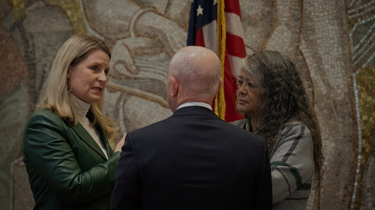 AFL-CIO President Liz Shuler meets with members of the Biden administration in Washington, DC, on Jan. 13, 2023.