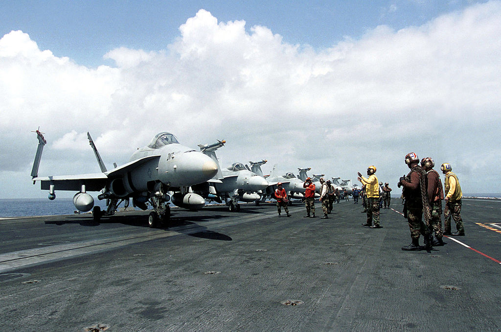 U.S. fighter jets on an aircraft carrier