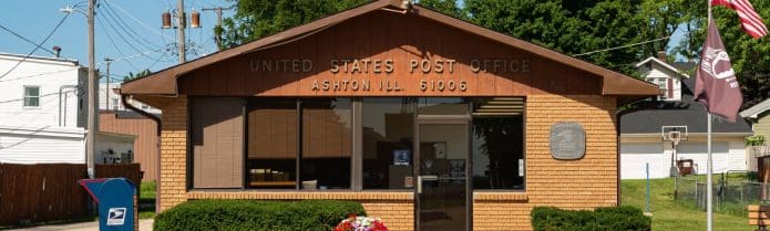 A rural post office building in Ashton, Illinois