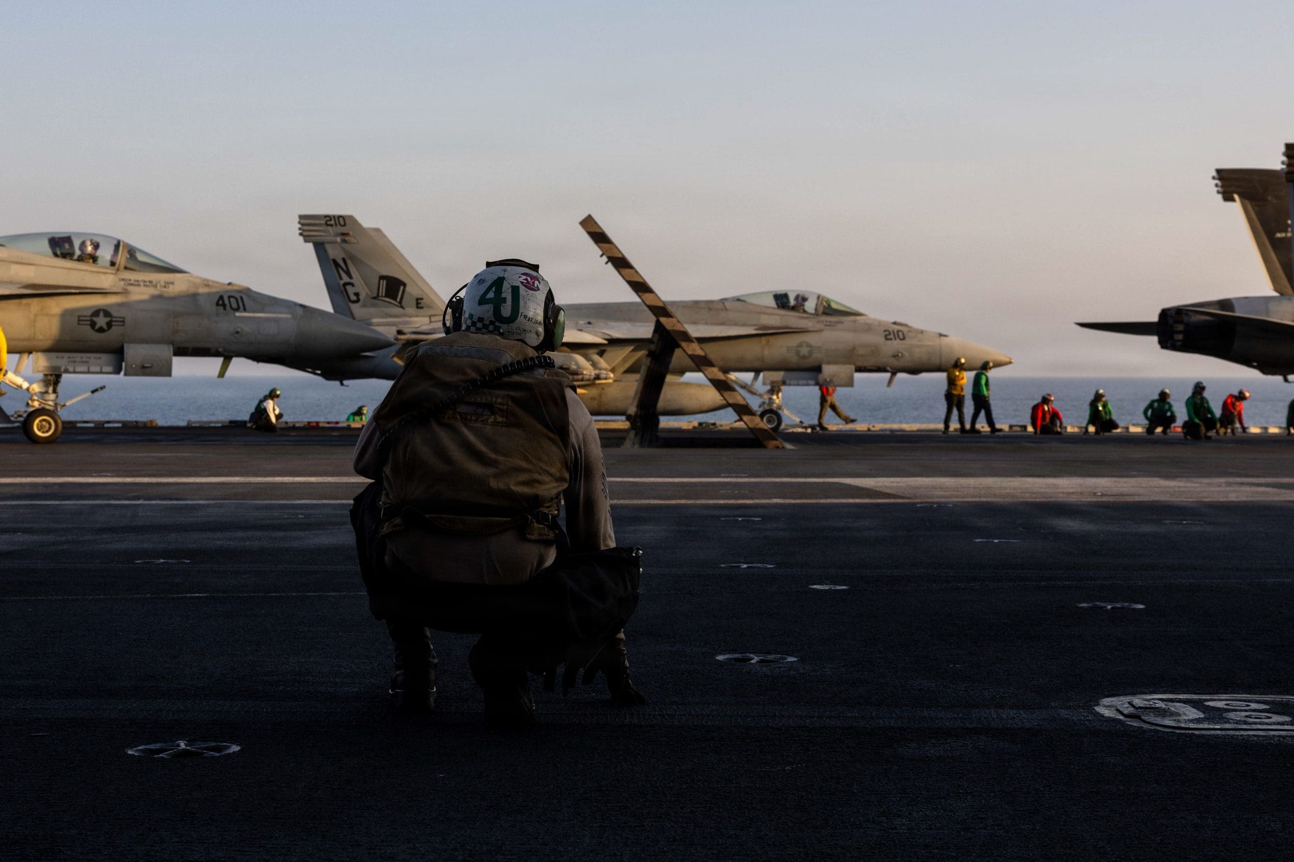 A U.S. fighter jet prepares to take off from the USS Abraham Lincoln during Operation "Epic Fury" targeting Iran. (Getty)