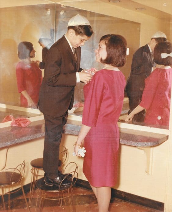 Ronni Karpen Moffitt with her brother Harry at his bar mitzvah in Passaic, New Jersey, 1965. (Credit: Family of Harry Karpen.)
