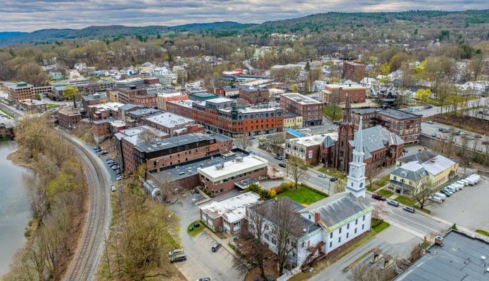 Aerial photo of Brattleboro, Vermont